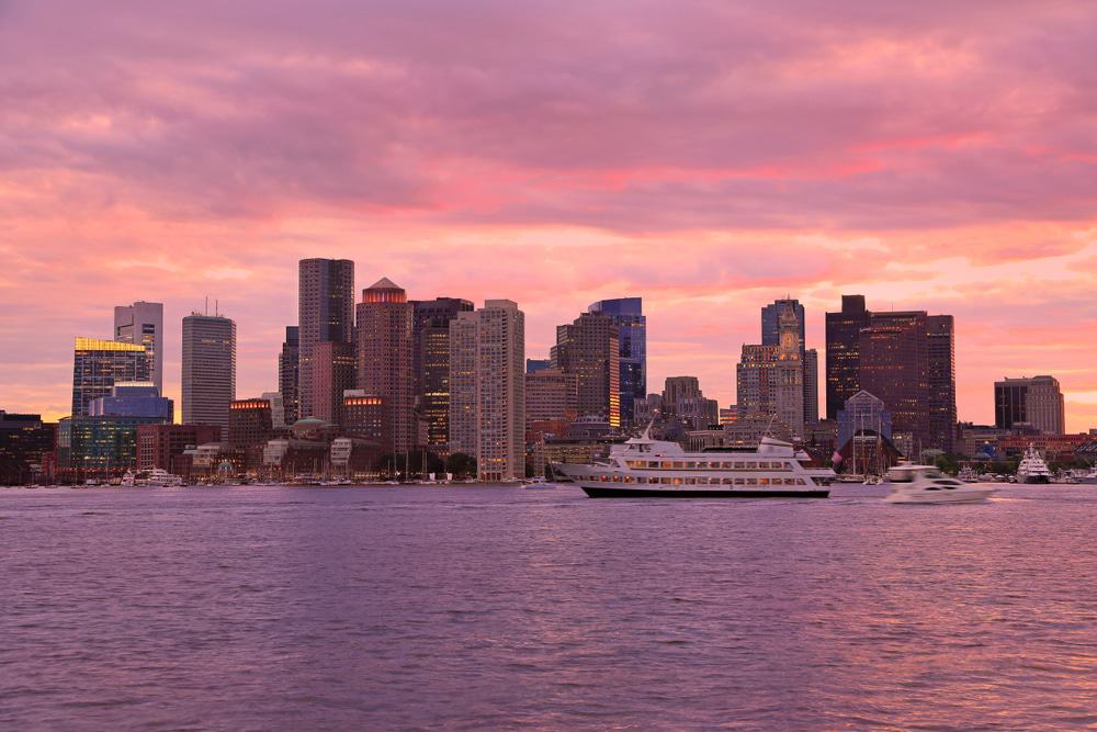 Boston Skyline bei Sonnenuntergang