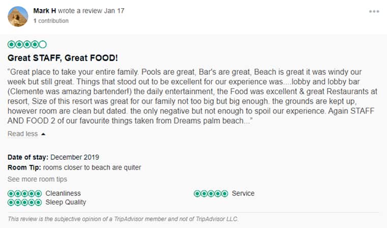 Dreams Palm Beach Kundenrezension