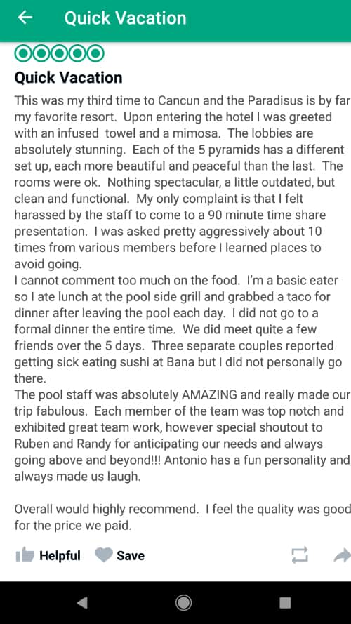 Paradisus Cancun Kundenrezension 2