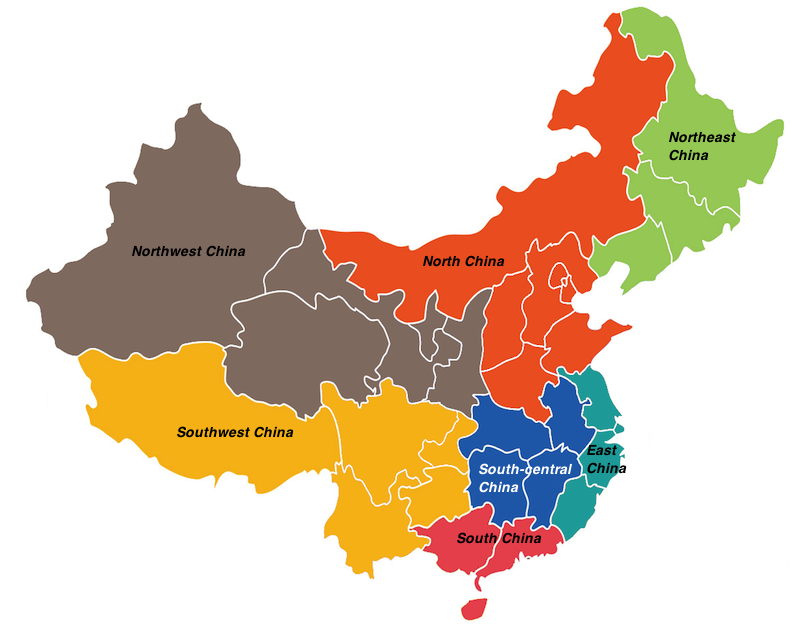 Karte der chinesischen Regionen