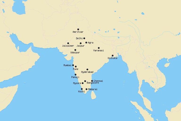 Karte der Städte in Indien