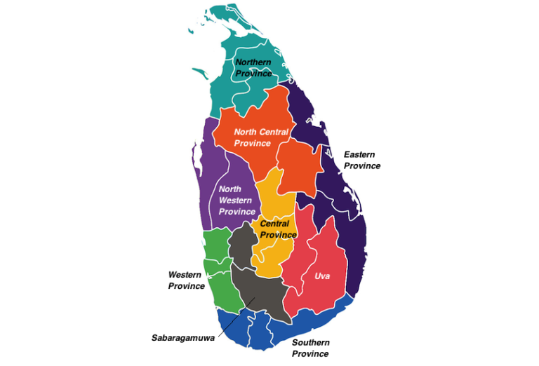 Provinzen in Sri Lanka Karte