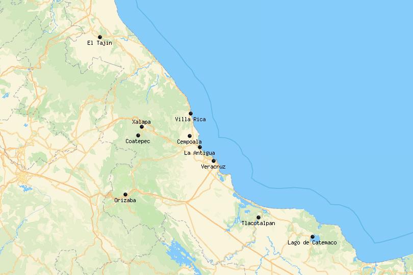 Karte von Veracruz, Mexiko