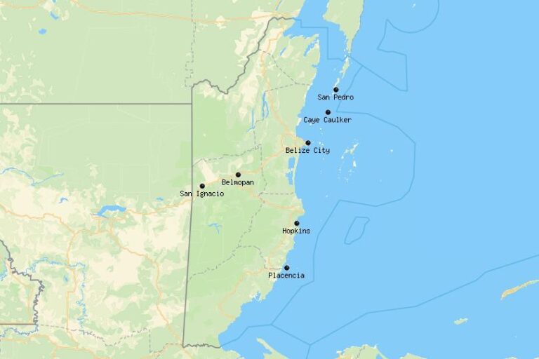 Karte der besten Unterkünfte in Belize