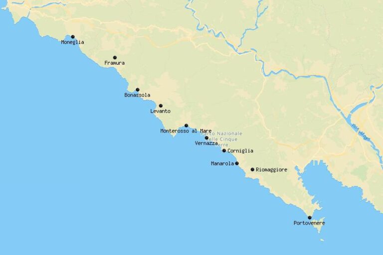 Wo übernachten in Cinque Terre Karte