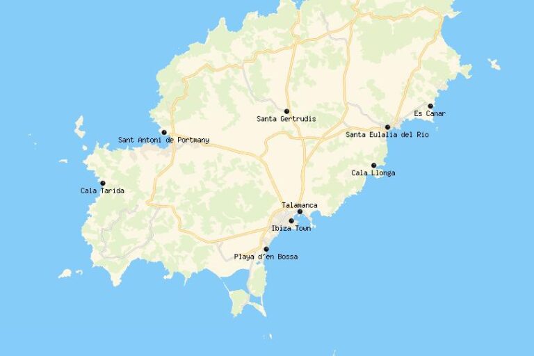 Karte der besten Unterkünfte auf Ibiza