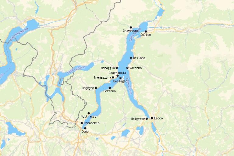 Karte der Unterkünfte am Comer See