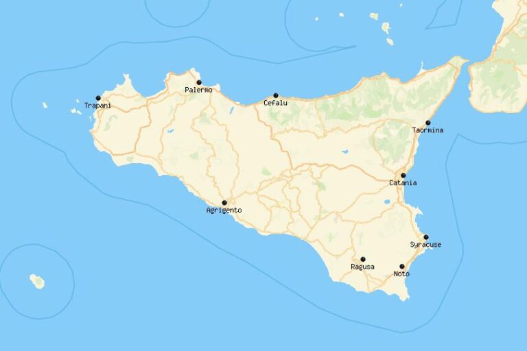 Karte der besten Unterkünfte in Sizilien