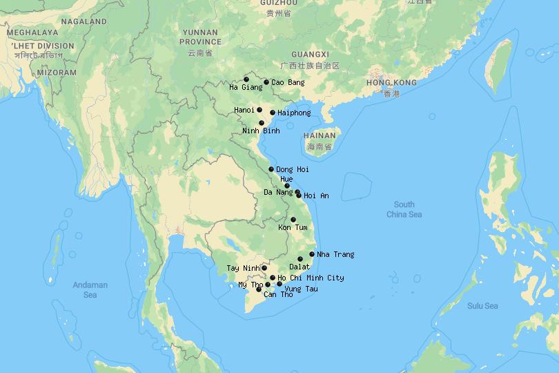 Karte von Städten in Vietnam