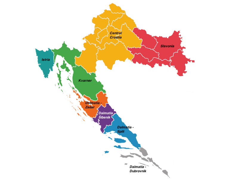 Karte der kroatischen Regionen